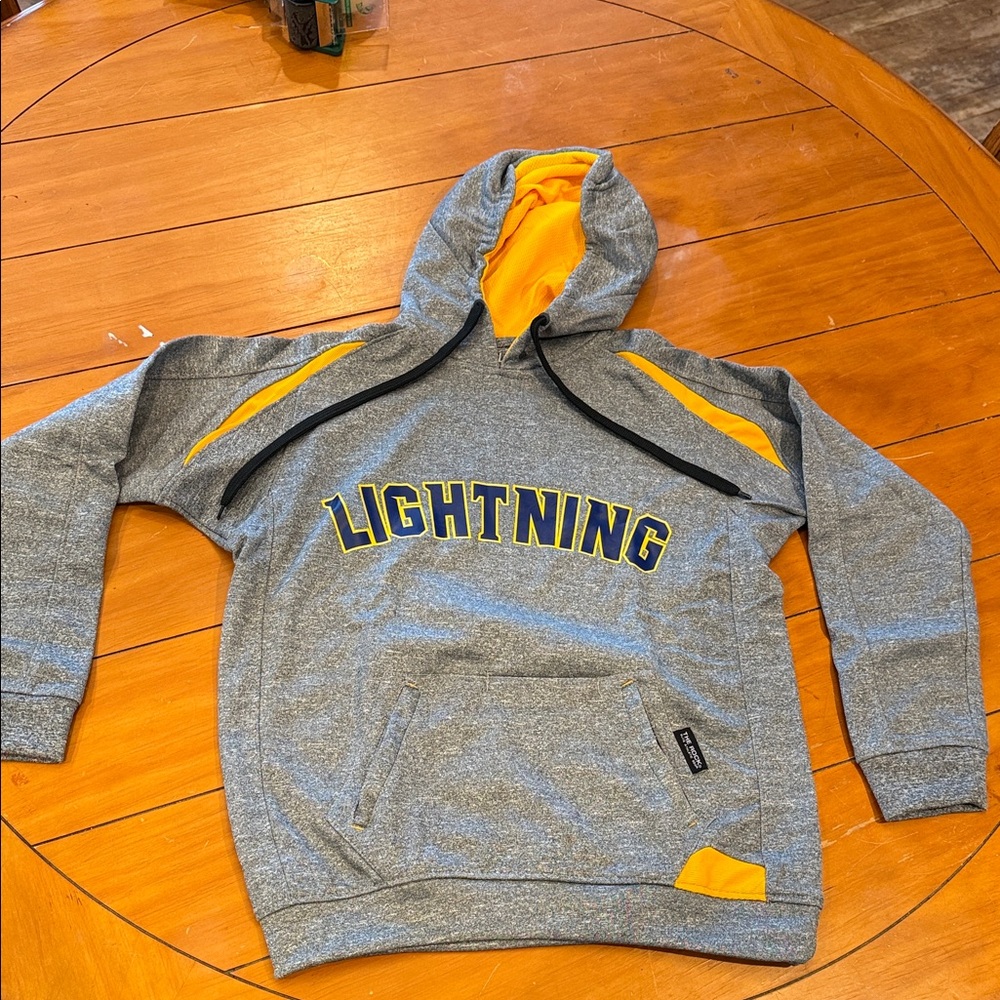 Youth Gray and Yellow Hoodie Long Island lightning lids team sports the rock